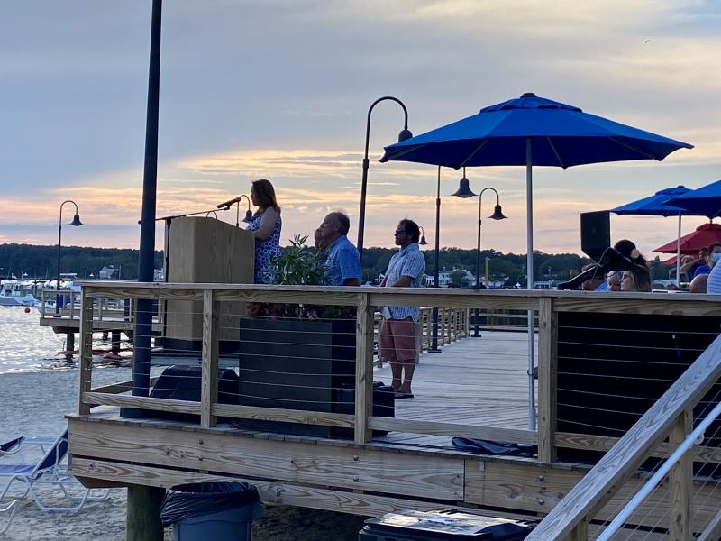 TJ’s sister Beth Caruso recited the family motto, “When the sun goes down and the moon comes up, Dewey Beach will shine.”